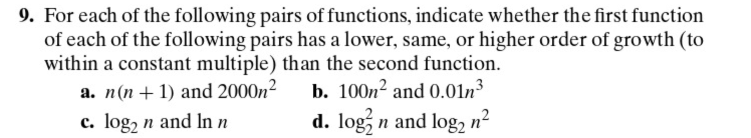 Solved For each of the following pairs of functions, | Chegg.com
