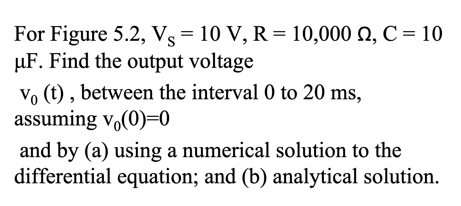 Solved R + Vs с V.(t) Figure 5.2 Charging of a Capacitor | Chegg.com