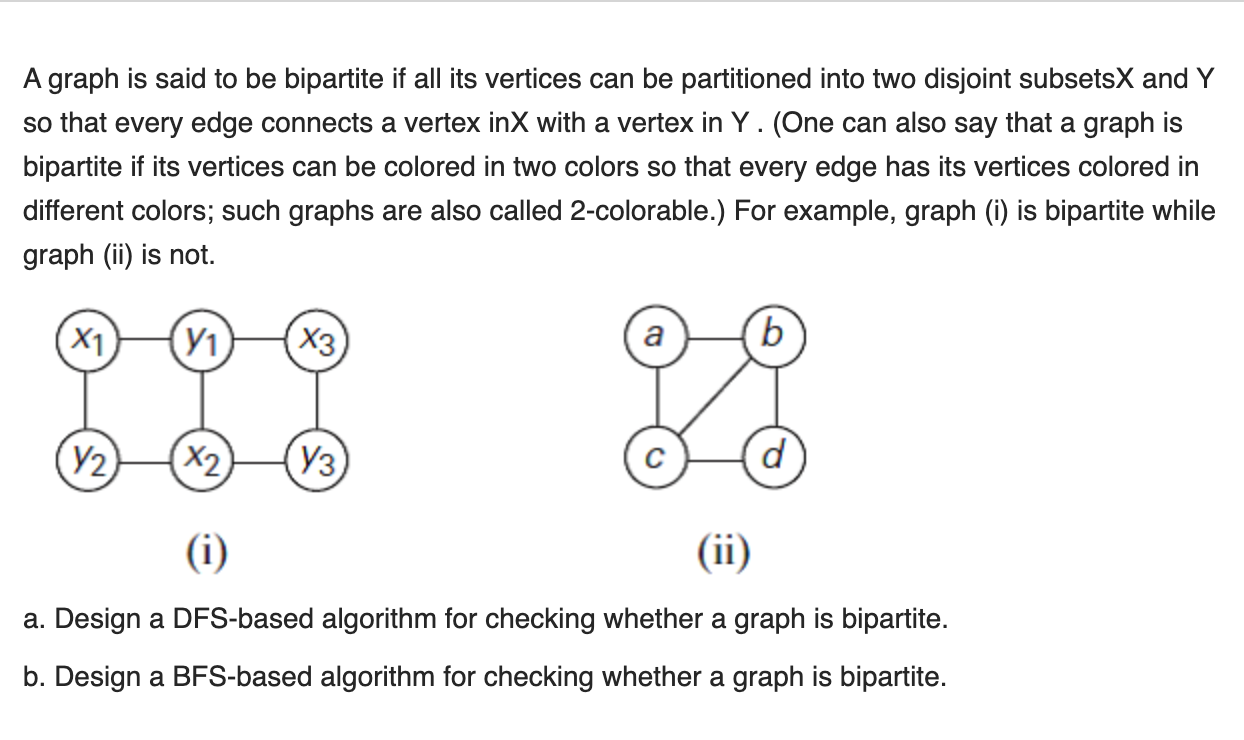 (Solved) Graph Said Bipartite Vertices Partitioned Two Disjoint