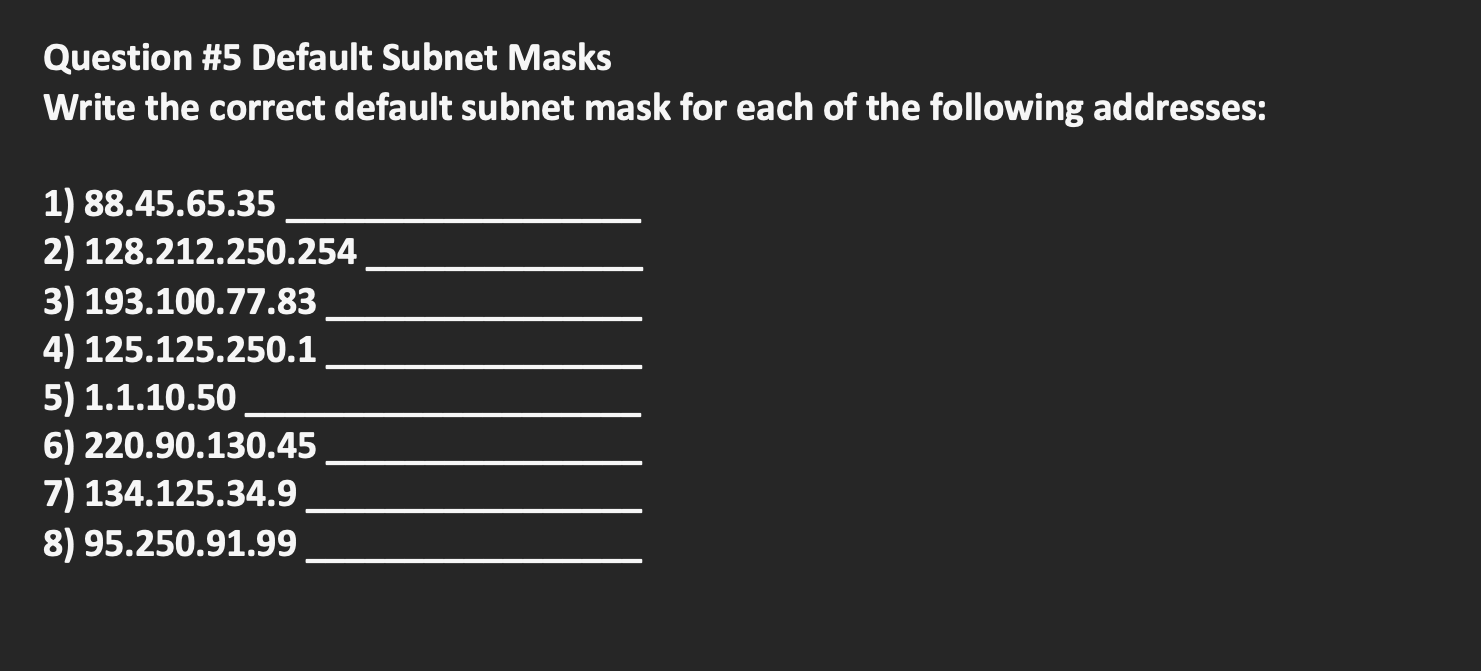 Solved Question 5 Default Masks Write the correct
