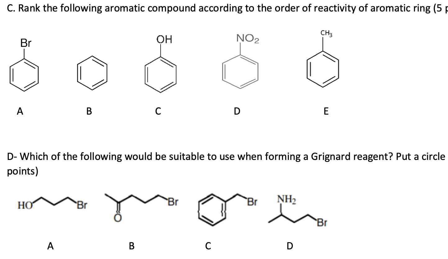 Solved Rank the following aromatic compound according to the | Chegg.com