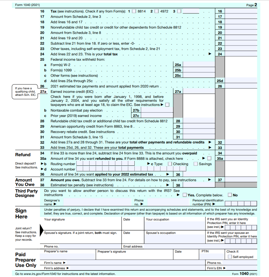 You Will File 2021 Federal Income Tax Return treat Chegg