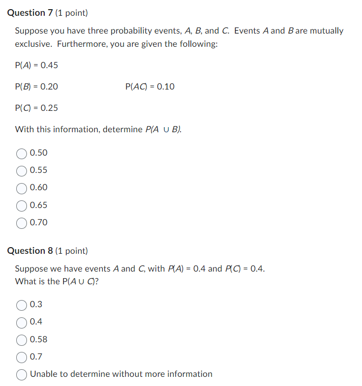 Solved Suppose You Have Three Probability Events, A,B, And | Chegg.com