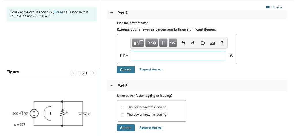 Solved I Review Consider the circuit shown in (Figure 1). | Chegg.com