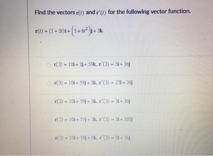 Solved Find the vectors r() and r'() for the following | Chegg.com