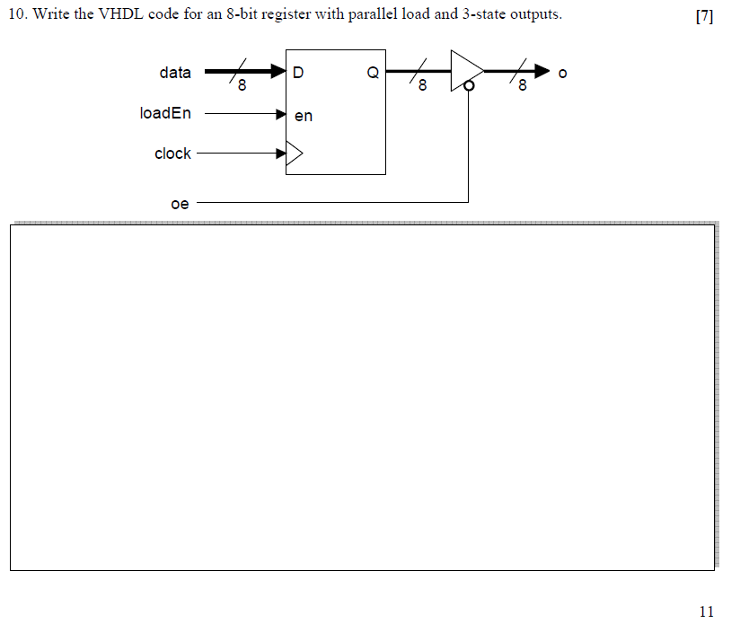 Solved 10. Write the VHDL code for an 8-bit register with | Chegg.com