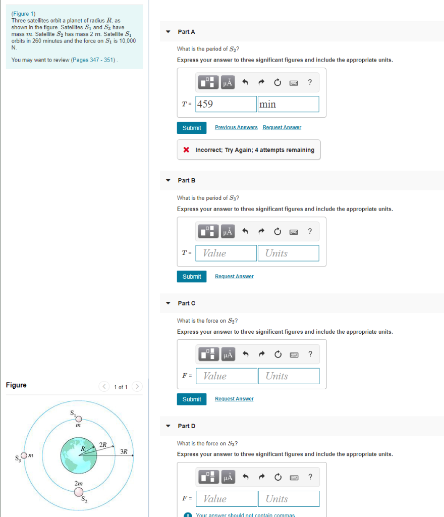 Solved (Figure 1) Three Satellites Orbit A Planet Of Radius | Chegg.com