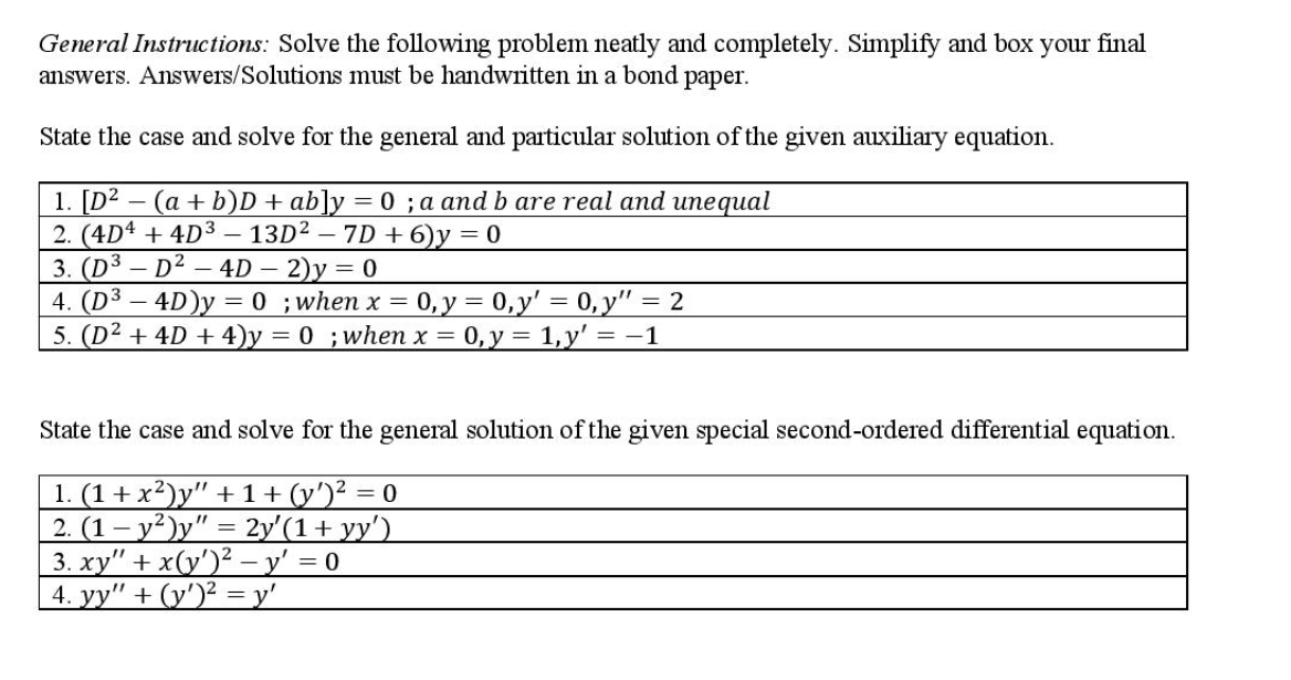 Solved General Instructions: Solve The Following Problem | Chegg.com