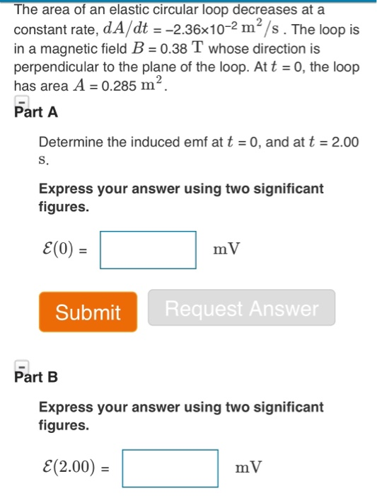 Solved The area of an elastic circular loop decreases at a | Chegg.com