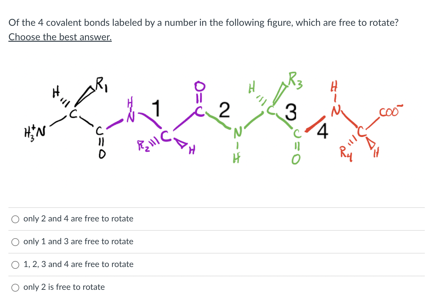 Of The 4 Covalent Bonds Labeled By A Number In The | Chegg.com