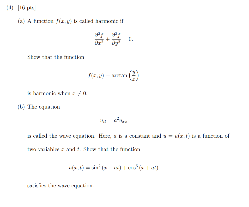 Solved (a) A function f(x,y) is called harmonic if | Chegg.com