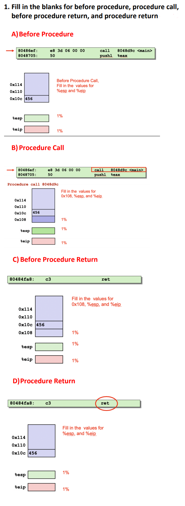 1. Fill In The Blanks For Before Procedure, Procedure | Chegg.com