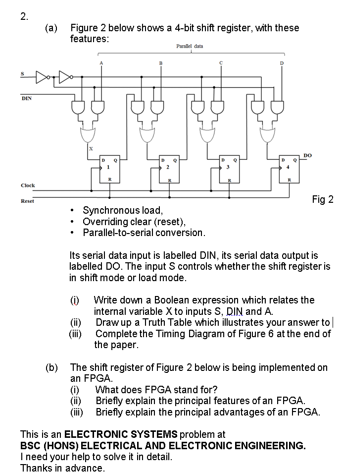 2. (a) Figure 2 below shows a 4-bit shift register, | Chegg.com