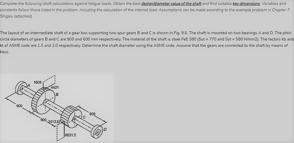 Solved Complete the following shaft calculations against | Chegg.com