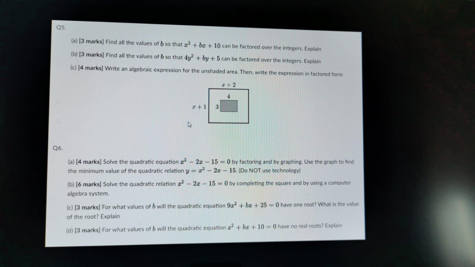 Solved Q5. (a) [3 Marks] Find All The Values Of B So That A² | Chegg.com