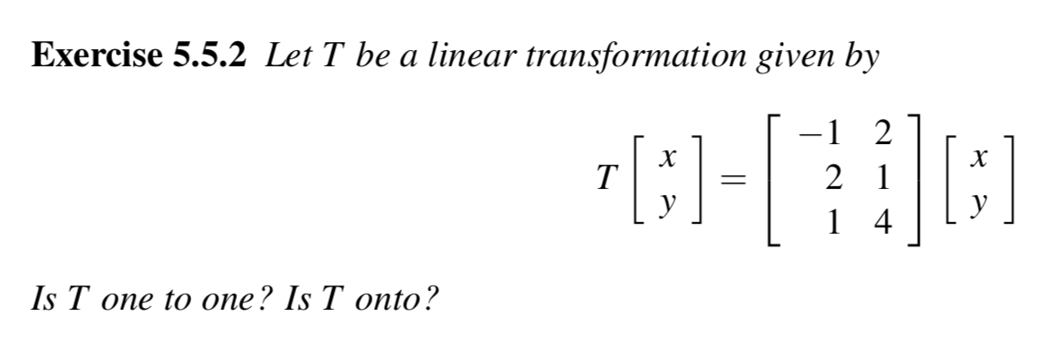 Solved Exercise 5.5.2 Let T be a linear transformation given | Chegg.com