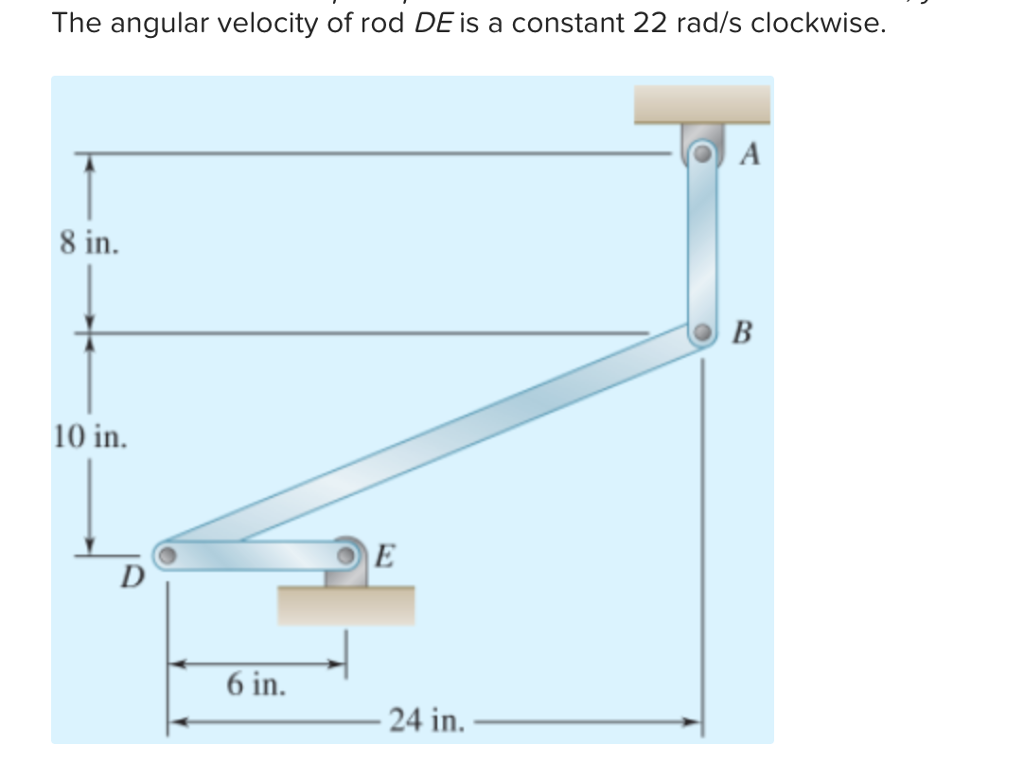 Solved The angular velocity of rod DE is a constant 22 rad/s