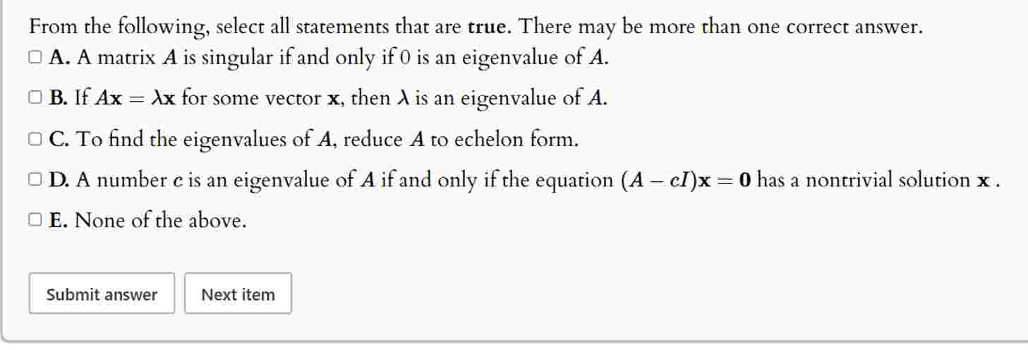 Solved From the following, select all statements that are | Chegg.com