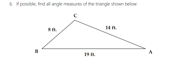 Solved 6. If possible, find all angle measures of the | Chegg.com