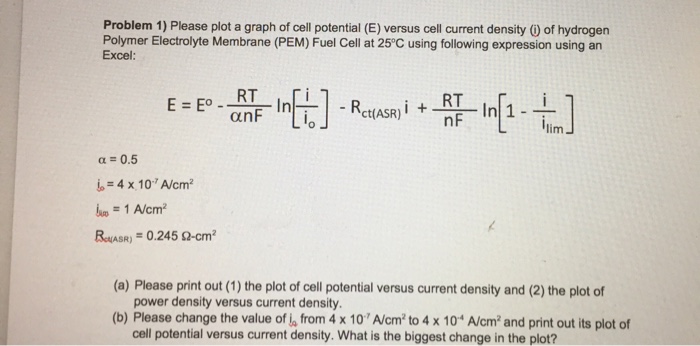 Solved Problem 1) Please plot a graph of cell potential (E) | Chegg.com