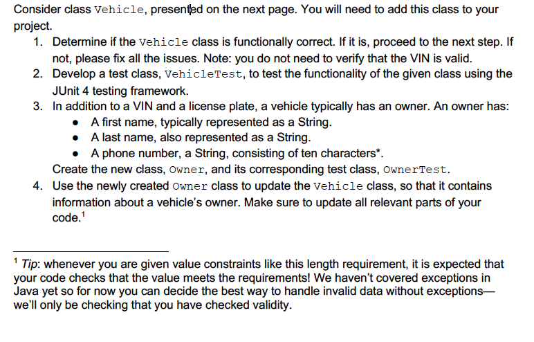 Solved Consider class Vehicle, presented on the next page. | Chegg.com
