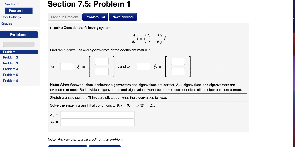 Solved Section 7.5 Section 7.5: Problem 1 Problem 1 User | Chegg.com