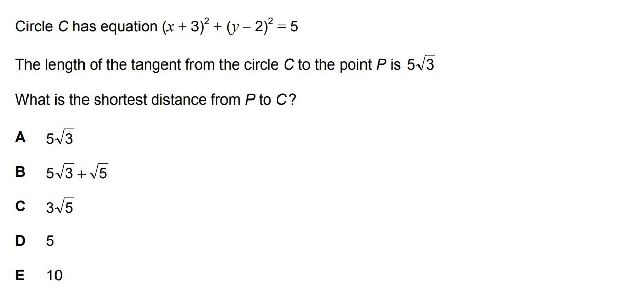 Solved Circle C Has Equation X 3 2 Y 2 2 5 The