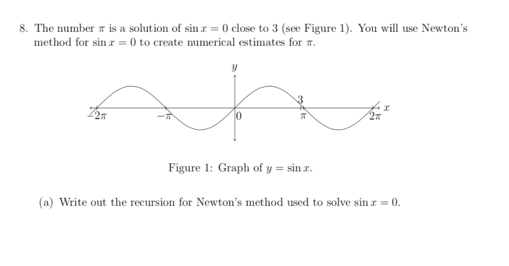 Solved 8. The number π is a solution of sinx = 0 close to 3 | Chegg.com