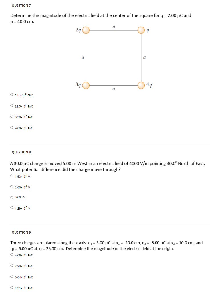 Solved Determine the magnitude of the electric field at the | Chegg.com