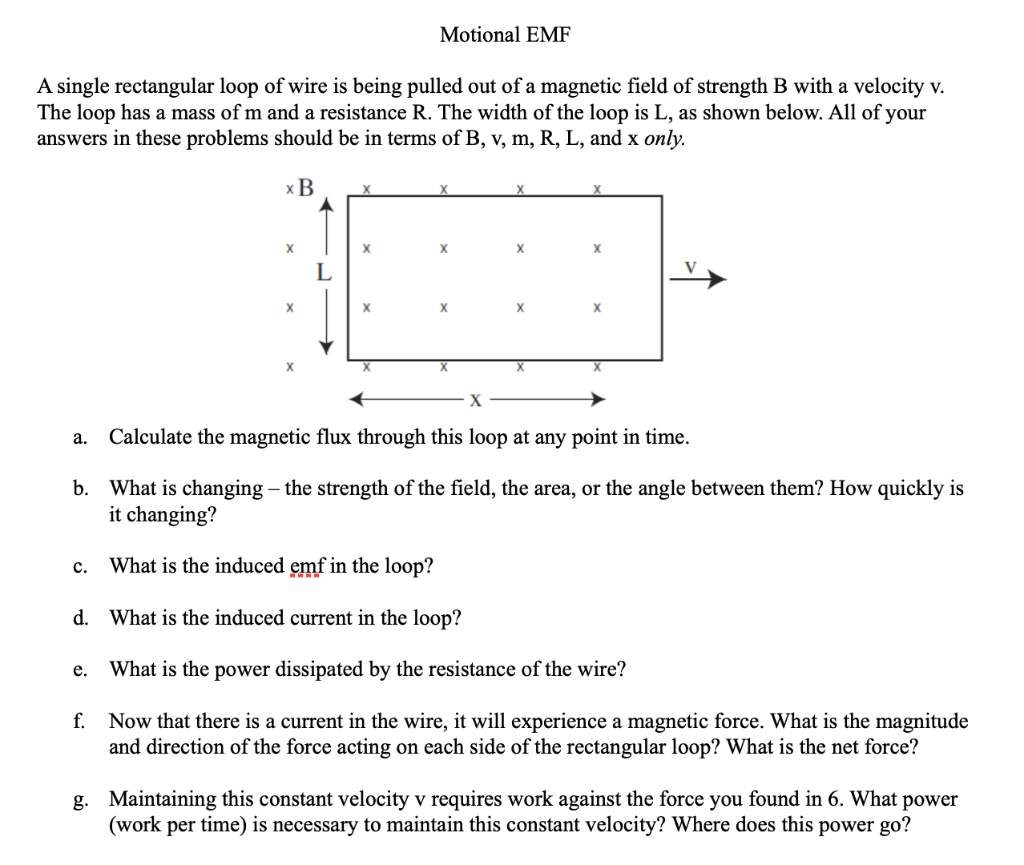 Solved Motional Emf A Single Rectangular Loop Of Wire Is Chegg Com