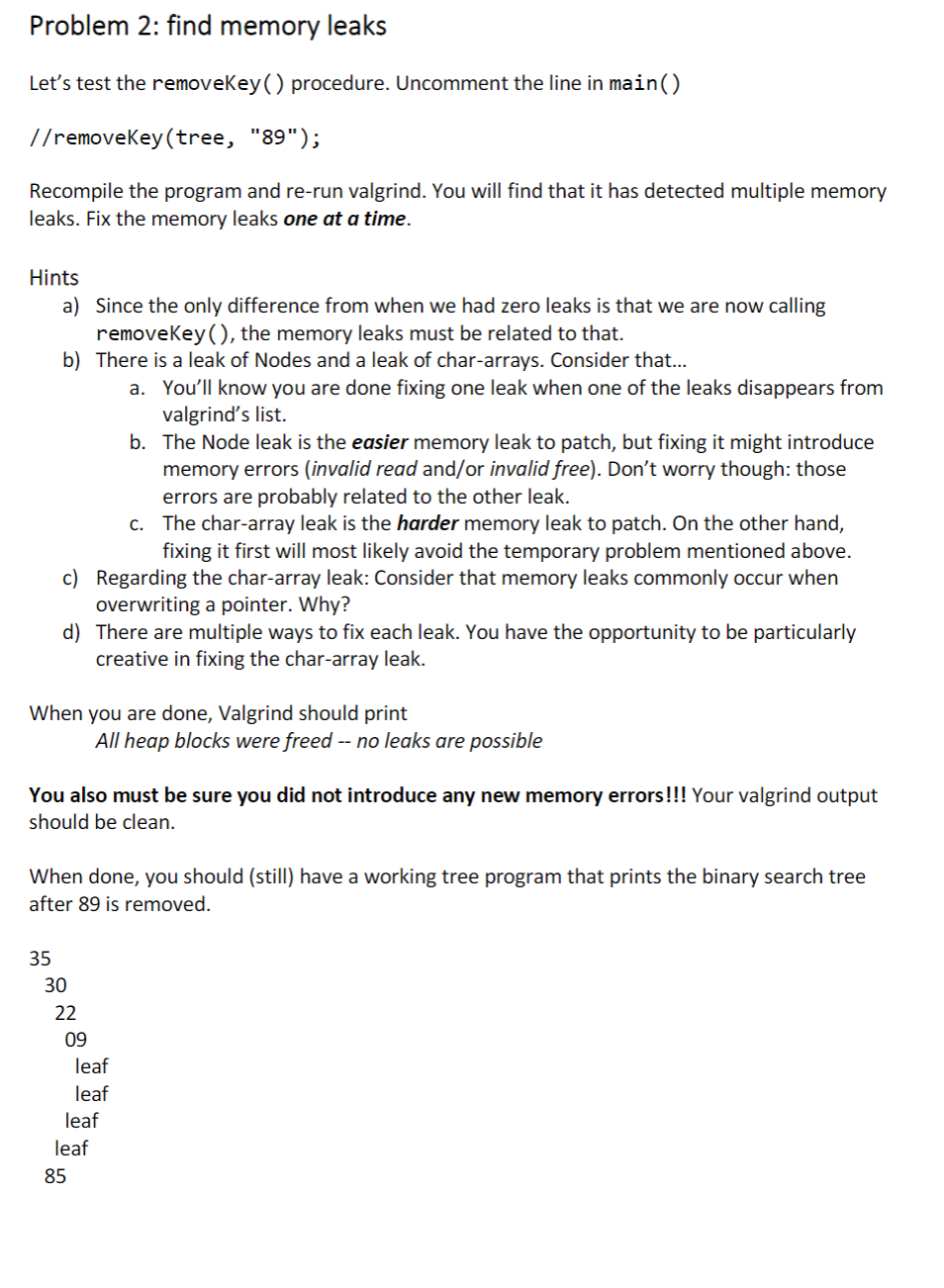 File Tree Code Base Code for a binary search tree The file tree.c | Chegg.com