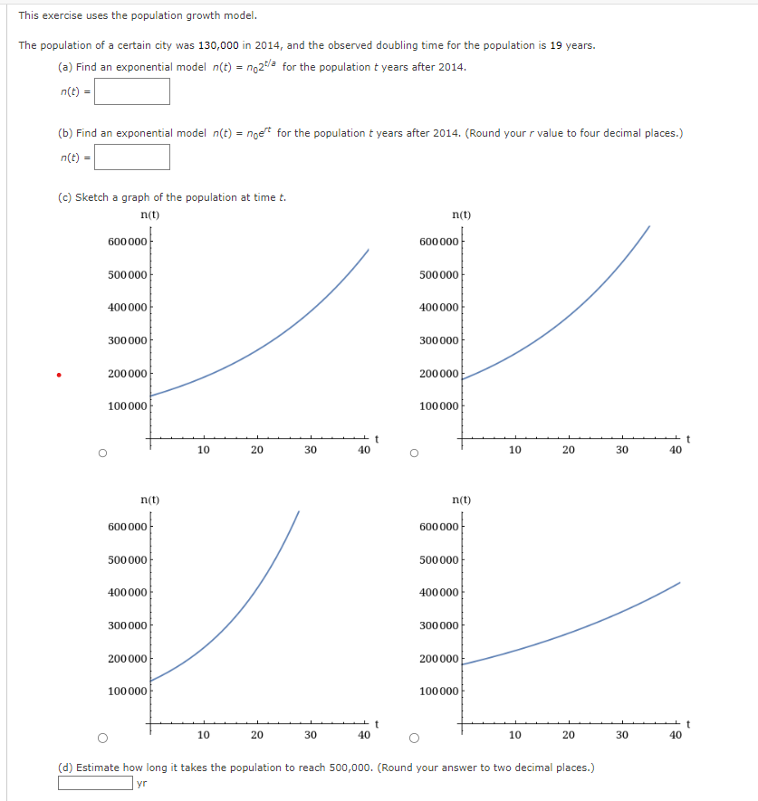 Solved his exercise uses the population growth model. he | Chegg.com