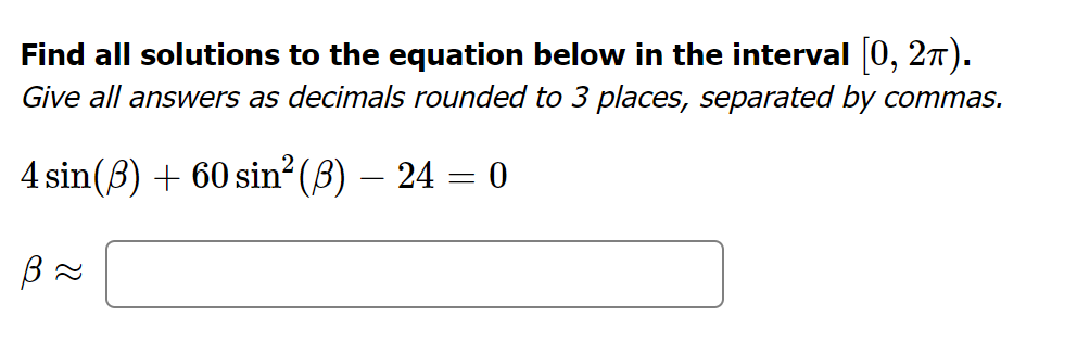Solved Find all solutions to the equation below in the | Chegg.com