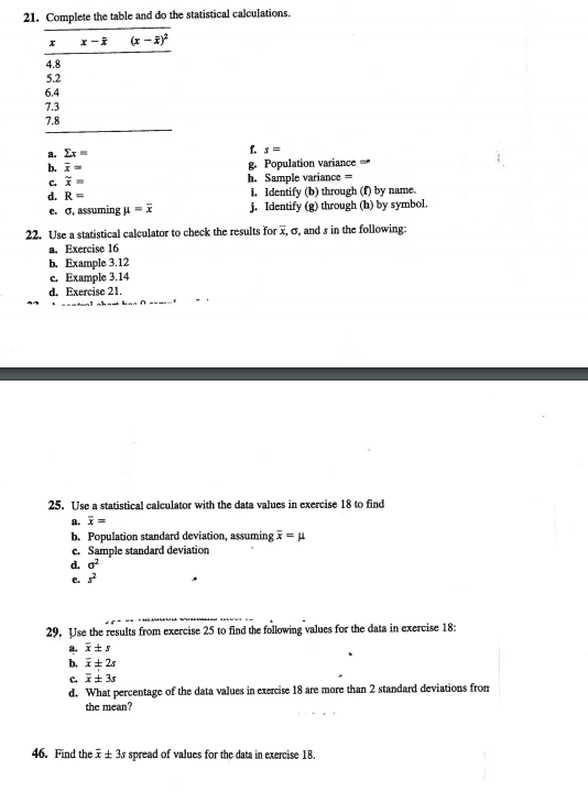 Solved 21. Complete the table and do the statistical