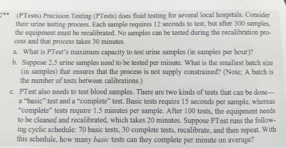 Ptest Solved 2** (PTests) Precision Testing (PTests) does fluid | Chegg.com