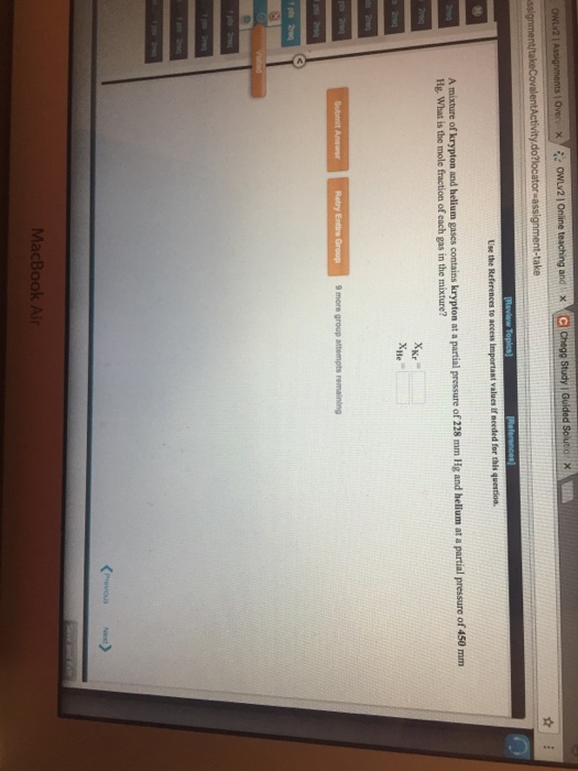 Solved A mixture of krypton and helium gases contains