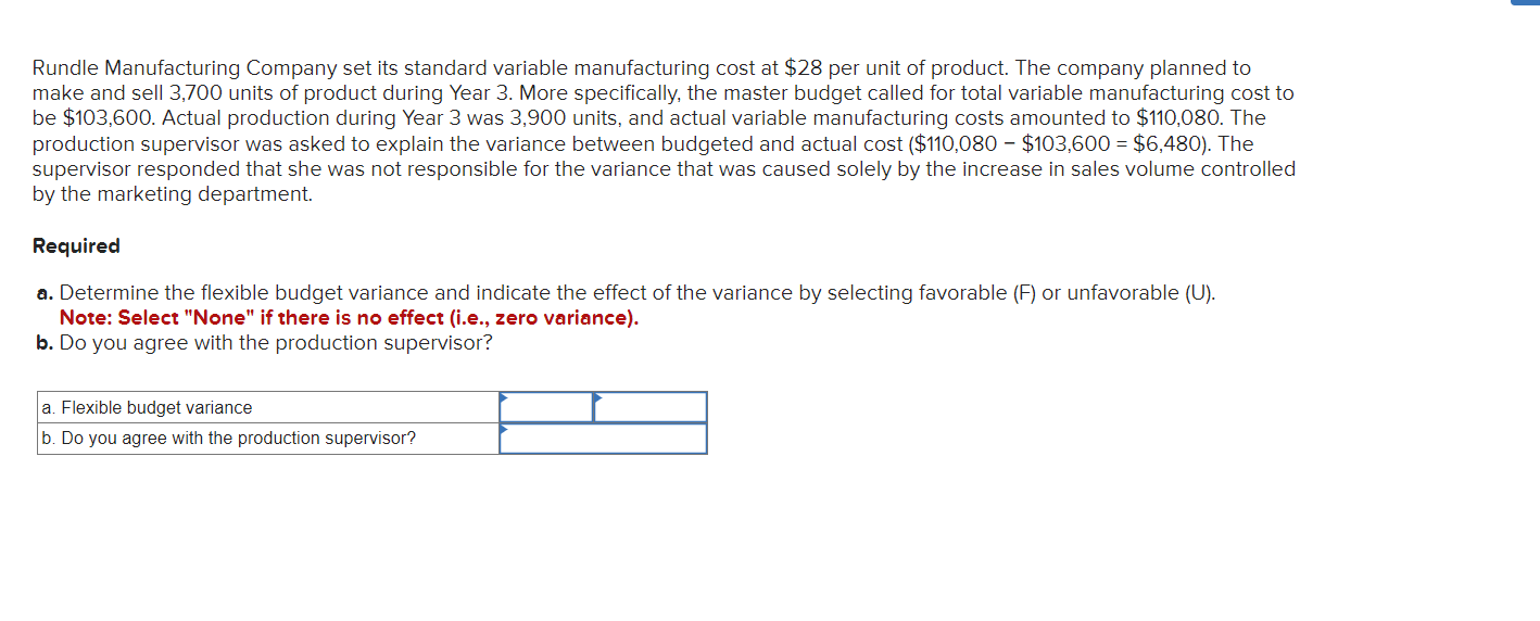 Solved Rundle Manufacturing Company set its standard