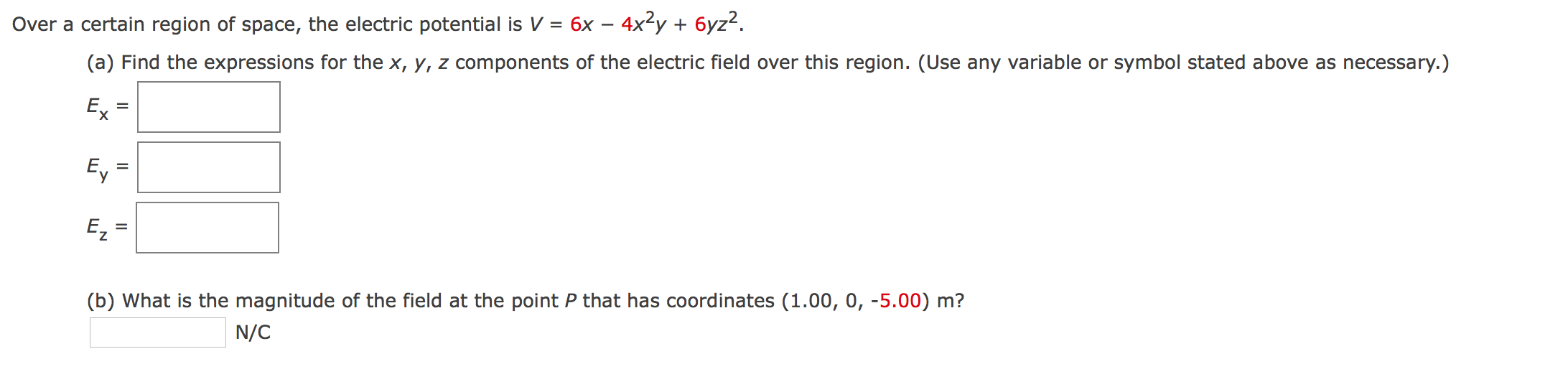 Solved Over a certain region of space, the electric | Chegg.com