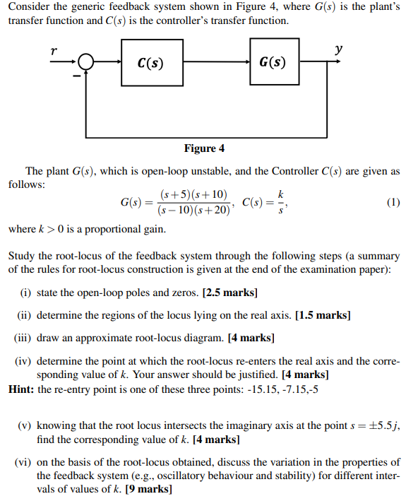 Solved Consider the generic feedback system shown in Figure | Chegg.com