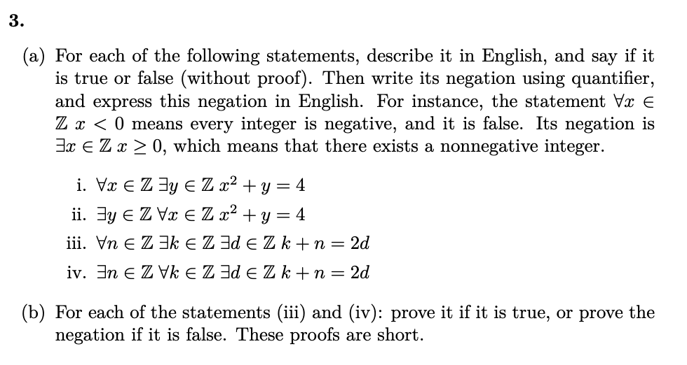Solved (a) For each of the following statements, describe it 