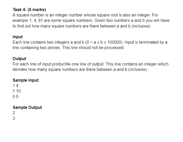 Solved Task 4: (5 marks) A square number is an integer | Chegg.com