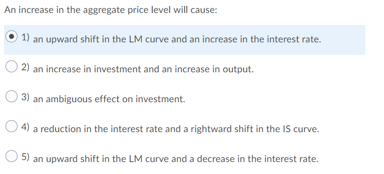 (solved) a decrease in the price level will: shift... Solved An increase in the aggregate price level will cause: | Chegg.com