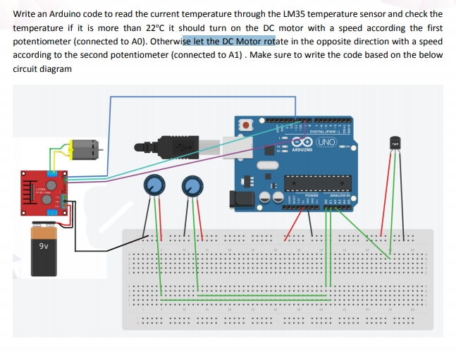 Write an Arduino code to read the current temperature | Chegg.com