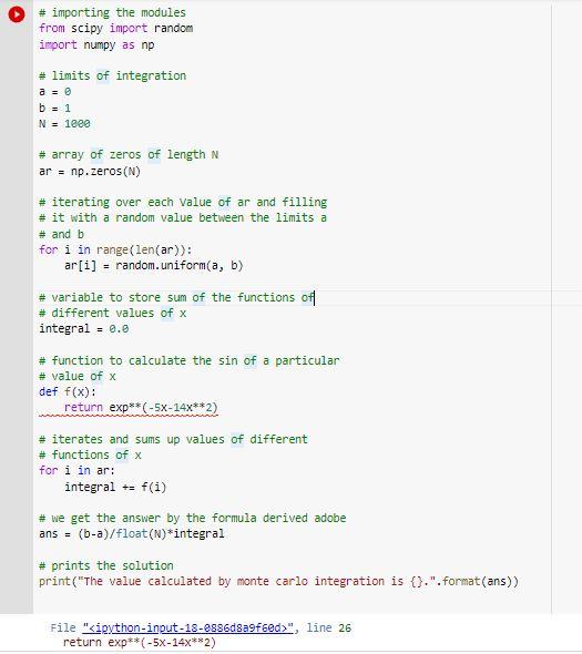 Solved Describe a Monte Carlo approximation of ∫∞0 | Chegg.com