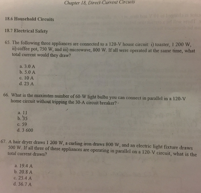 Solved Chapter 18, Direct-Current Circuits 18.6 Household | Chegg.com