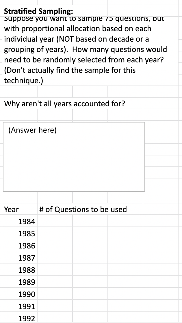 Stratified Sampling: suppose you want to sampie 1> | Chegg.com