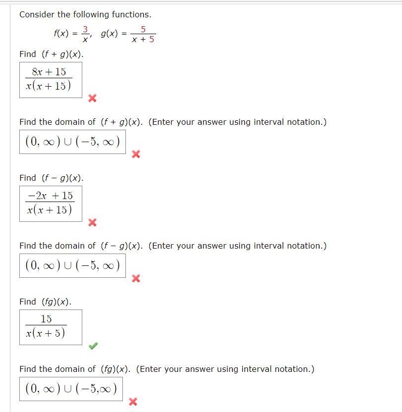 Solved Consider the following functions. f(x) = g(x) = x 55 | Chegg.com