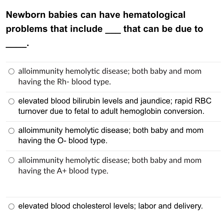 Solved Newborn Babies Can Have Hematological Problems That Chegg Com   PhpIdmREs