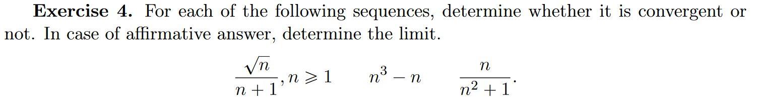 Solved Exercise 4. For each of the following sequences, | Chegg.com