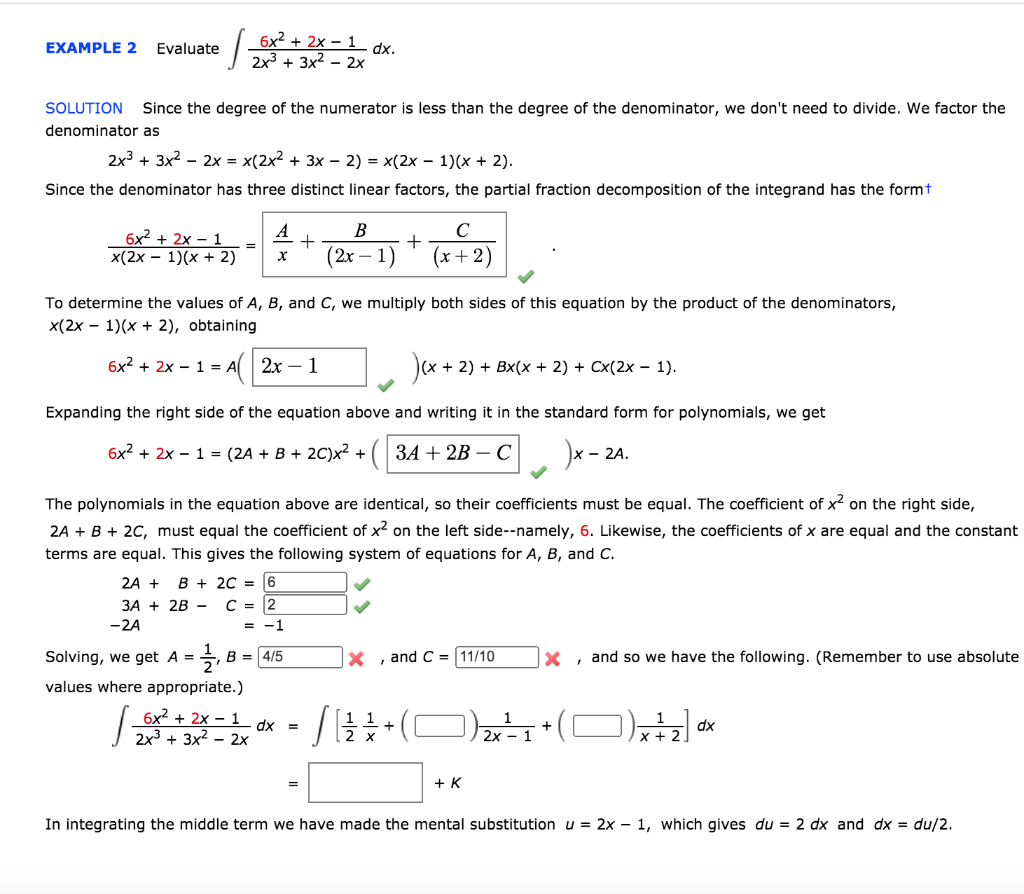 Solved 6x2 + 2x – 1 dx. EXAMPLE 2 Evaluate 2x3 + 3x2 - 2x | Chegg.com